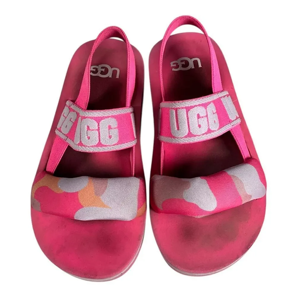 UGG Kids Zuma Sling Sandals Size 13K Pink Camo Pop Excellent Condition Summer
